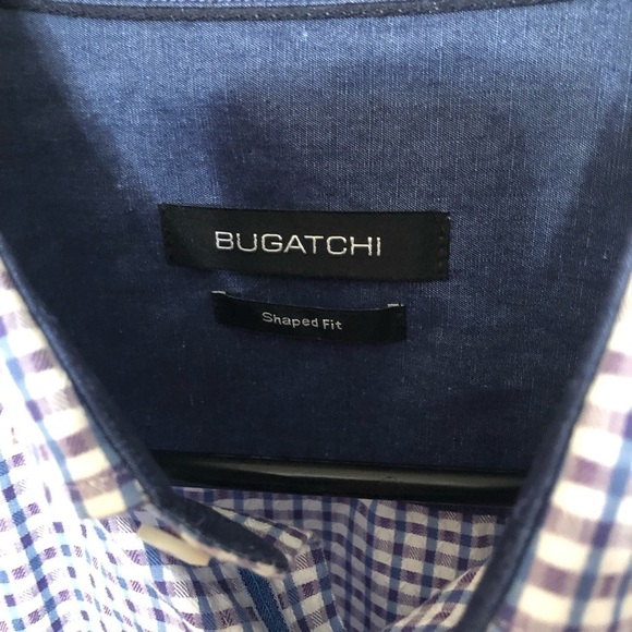Bugatchi Blue/Purple Checkered Shaped Fit Button Down Sz M NWOT - Picture 2 of 7